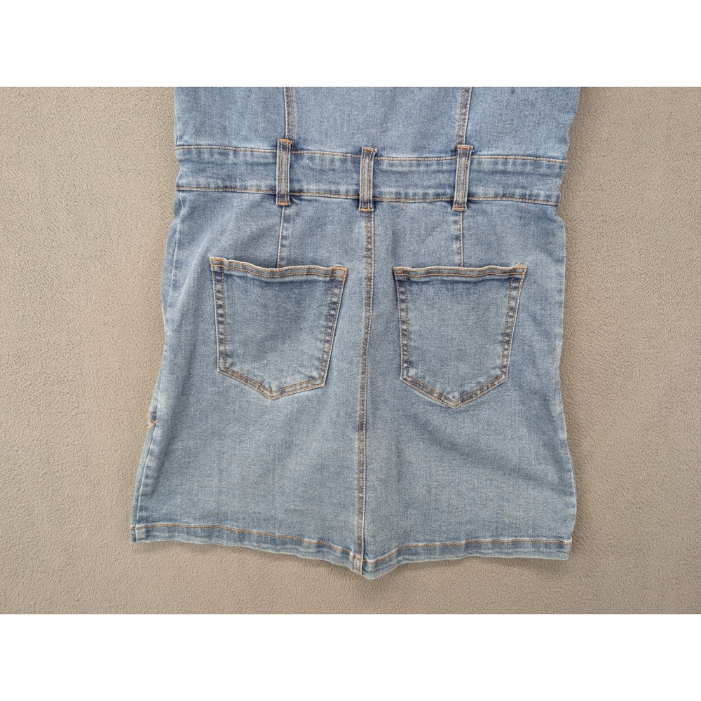 Habitual Denim Shirt Dress Medium Blue Jean Short Sleeve Casual - Picture 8 of 8